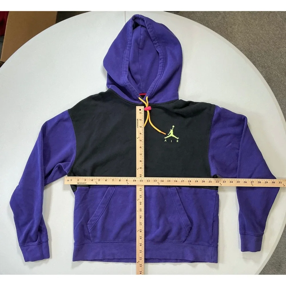 Jordan Air Hoodie Purple Black Color Block Jumpman Sweatshirt Sporty Mens M